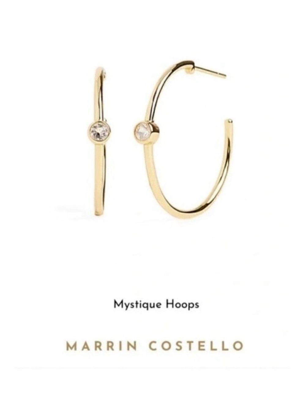 Mystique 14k Gold-plated Sterling Hoop Earrings with white topaz Stone